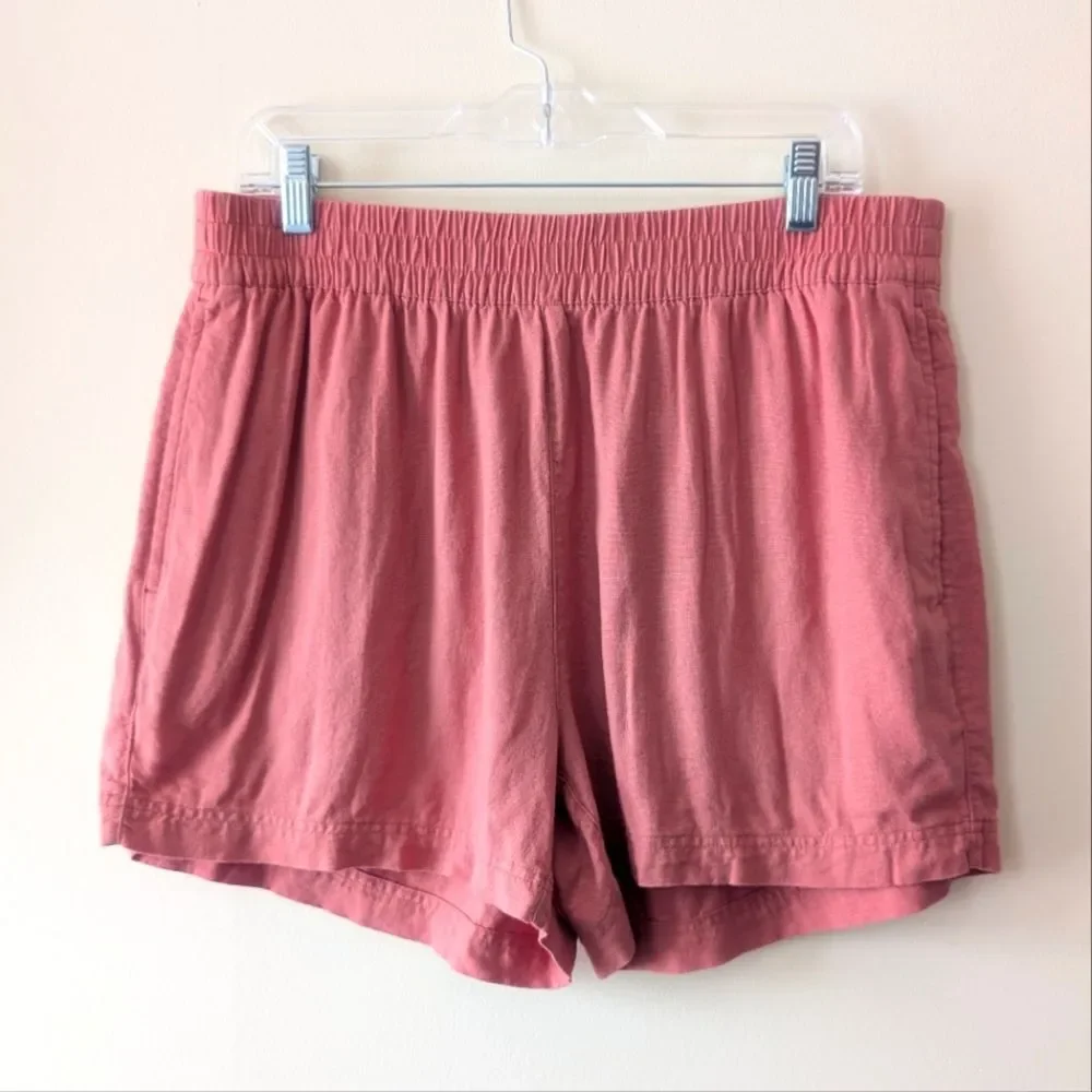 Old Navy High-Waisted Linen-Blend Pull-On Shorts Orange Size Large